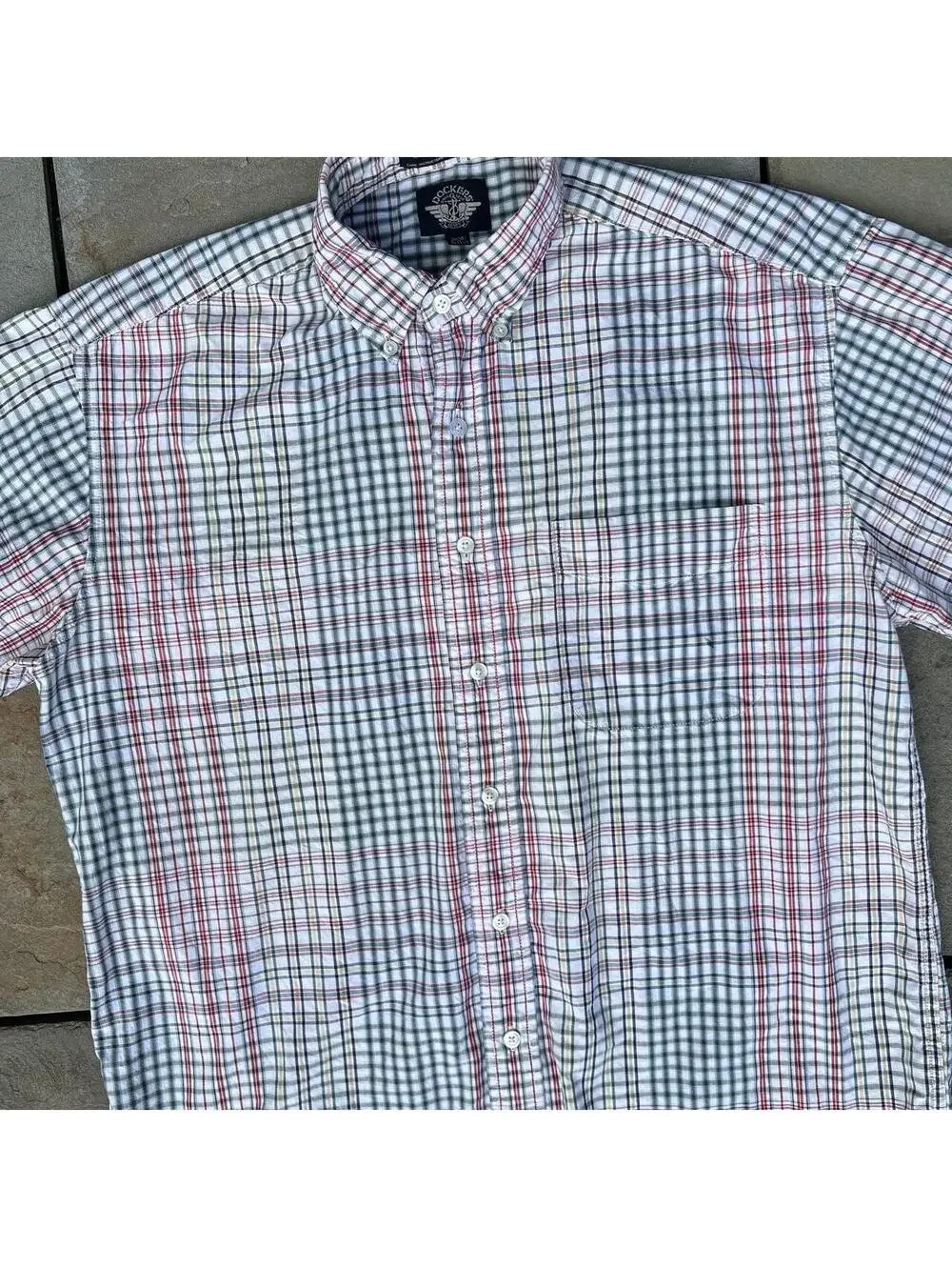 Vintage 90s Multi-Color Check Plaid Short Sleeve Button Down